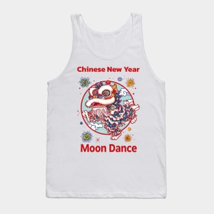 Moon Dance: Vibrant Chinese Lion Celebration Tank Top